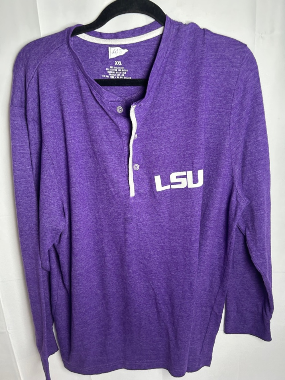 Men's Purple Henley Long-Sleeve Shirt/sweater